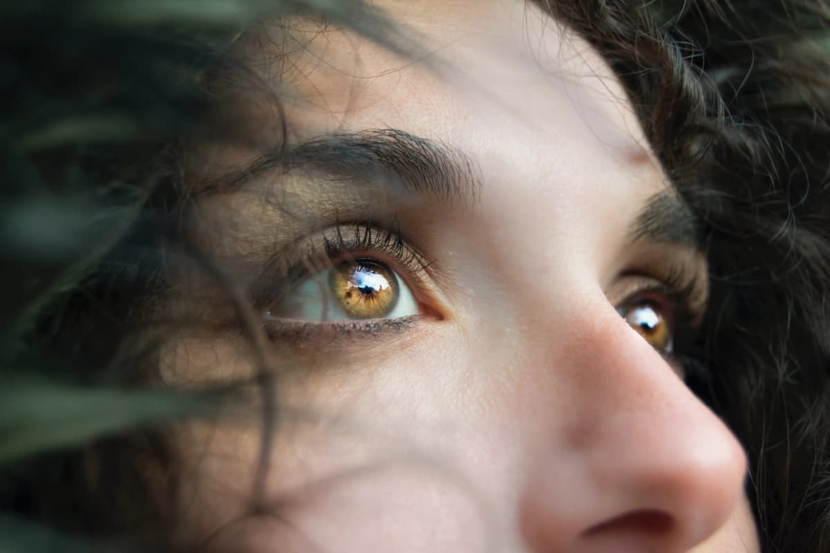 An ageless woman's captivating eyes.